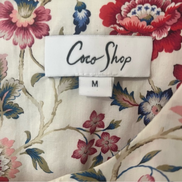 Coco Shop 100% cotton floral cottagecore bohemian 3/4 sleeve maxi dress medium - Picture 7 of 7